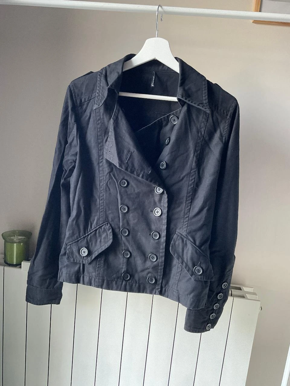 Veste preta Naf Naf com botões estilo trench tamanho M – Muito bom estado – photo 2